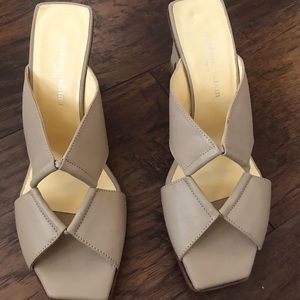 Stephane Kelian taupe wedge sandals from Paris